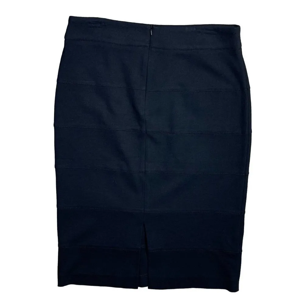 Thalian Pencil Skirt Tiered Business Wear Solid Black Capsule Wardrobe Size 4 - Image 2