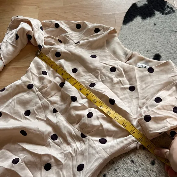 SHONA JOY‎ Cream Shelby Polka Dot Dress Flare Sleeves size 4 - Image 9