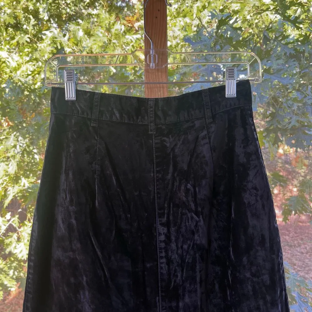 Gotcha Covered Vintage Black Crushed Velvet Maxi Skirt Size 6 - Image 5
