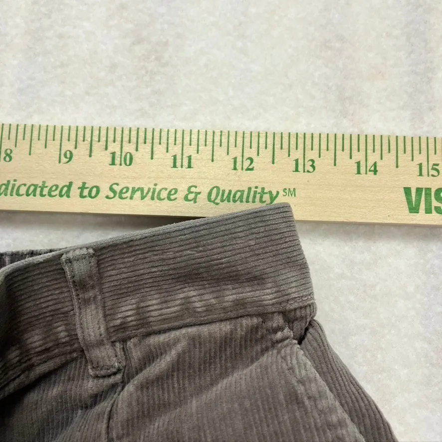 LLBean Original Fit Women Corduroy Pants 10 Petite Grey Pleated Front Casual Gray - Image 9