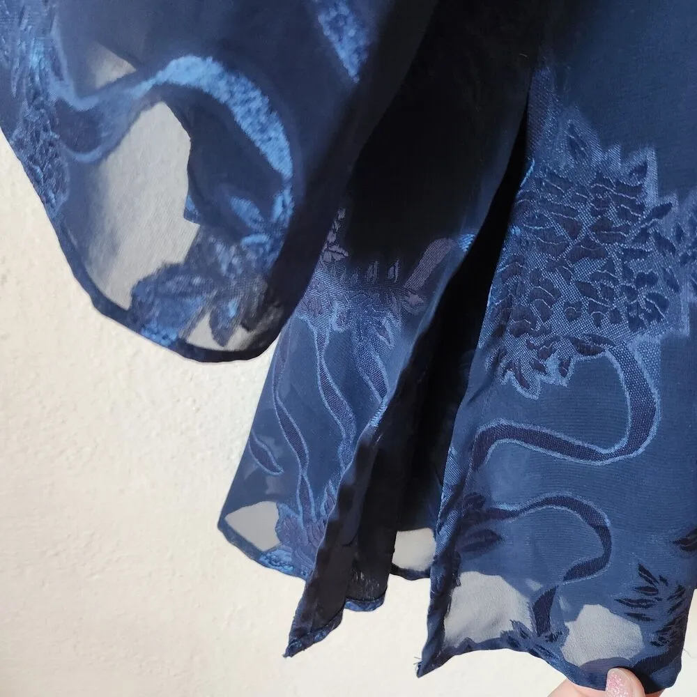 Vintage Victoria’s Secret Nightgown Coverup Floral Lace Dark Blue Dainty Sheer - Image 6