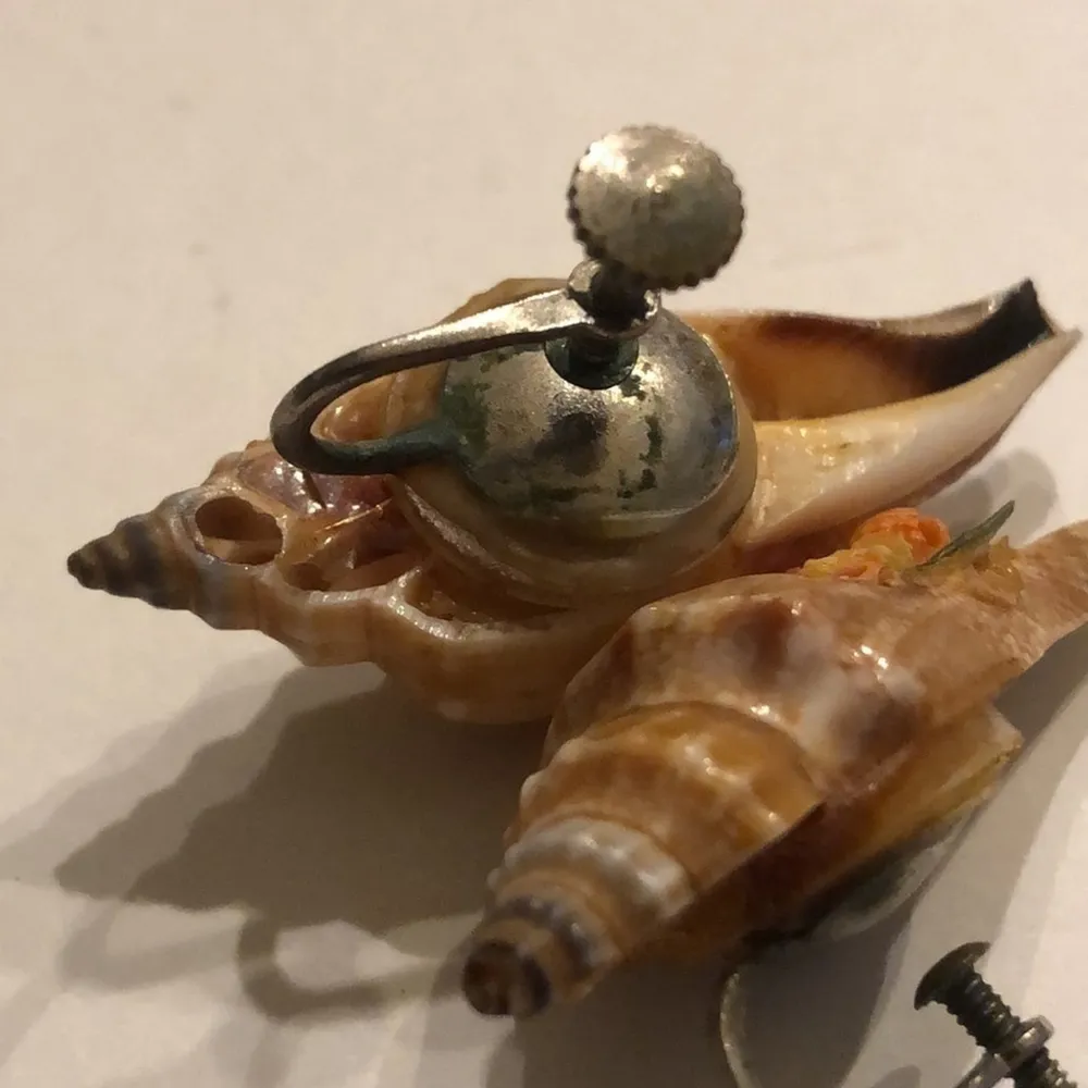 Vintage Conch Shell Tiny Colorful Shells Screw Back Clip On Earrings - Image 4