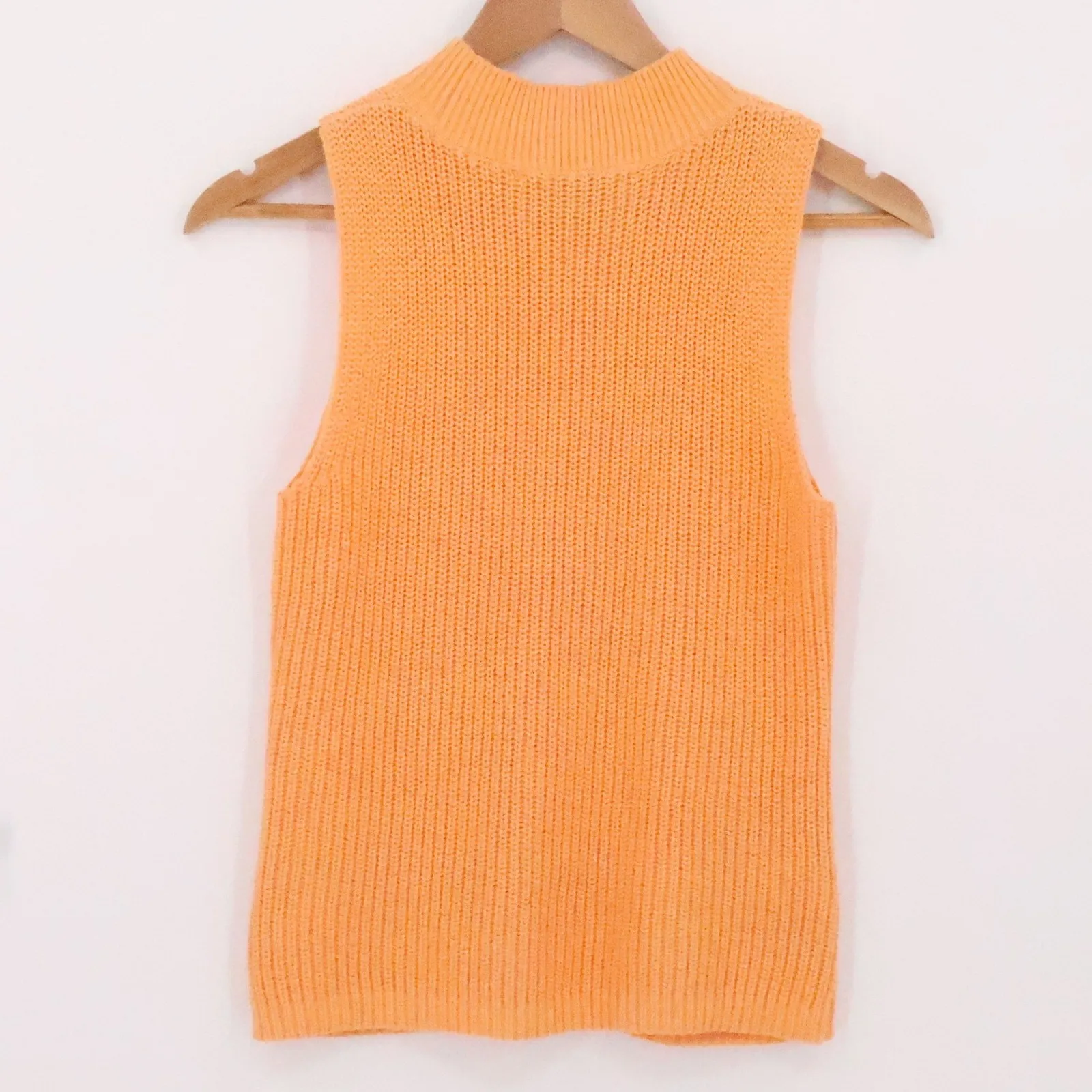 Loft Mock Neck Sleeveless Sweater Womens Euro Summer Orange Layering  Size XS - Image 7