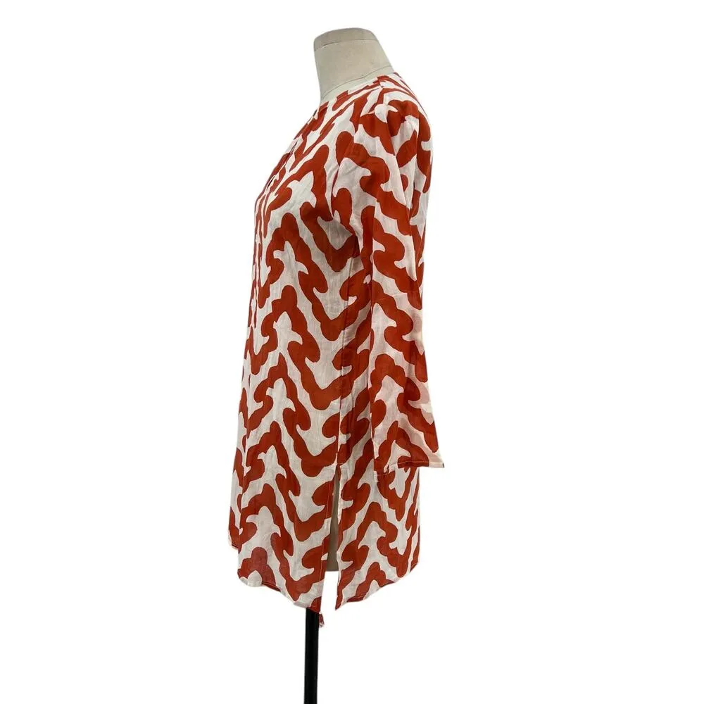 Roberta Roller Rabbit  Gala Kurta Tunic‎ Persimmon Print Size XS - Image 5