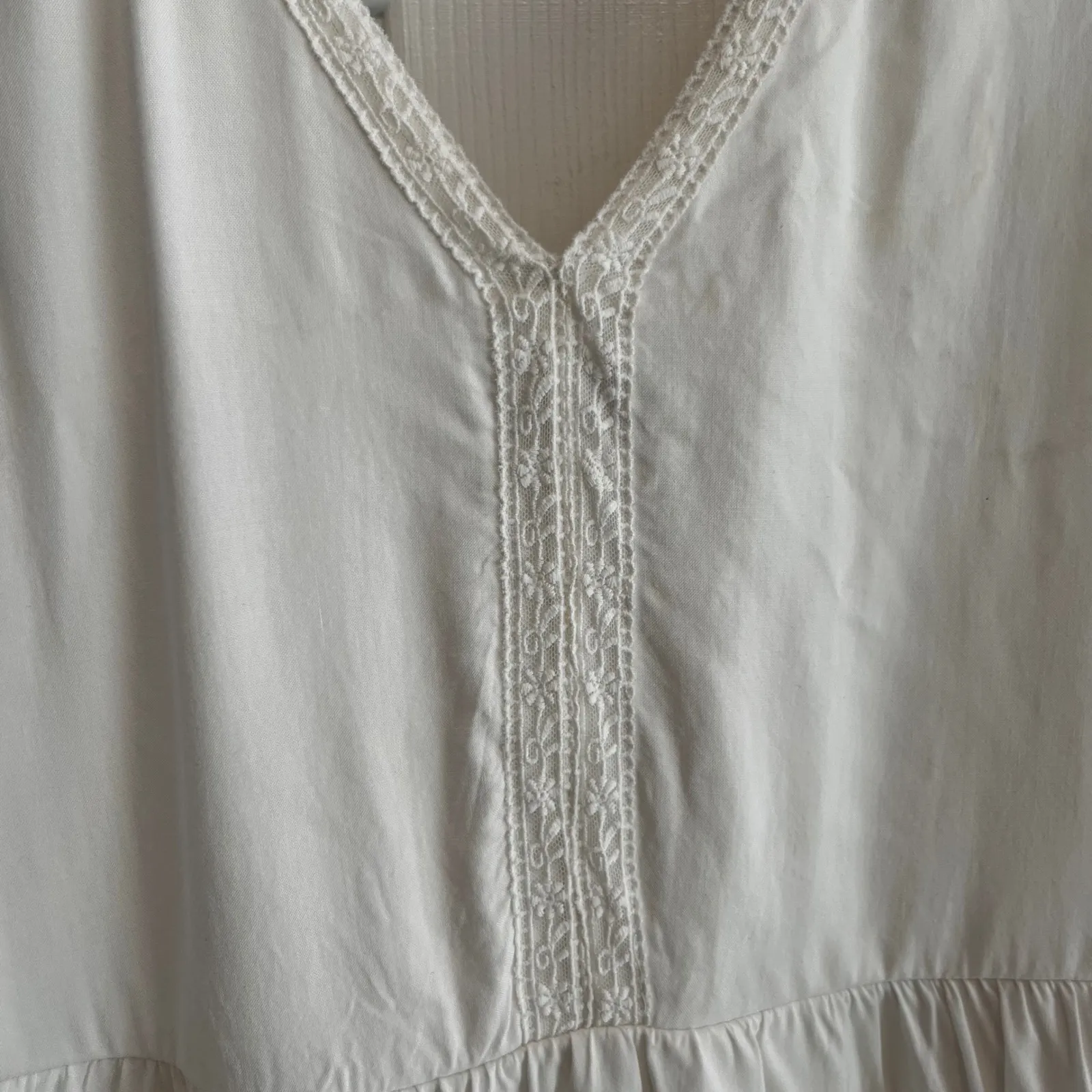 Wrangler Western White Sleeveless Dress with Lace Trim Sundress Coastal Cottage Size M - Image 8