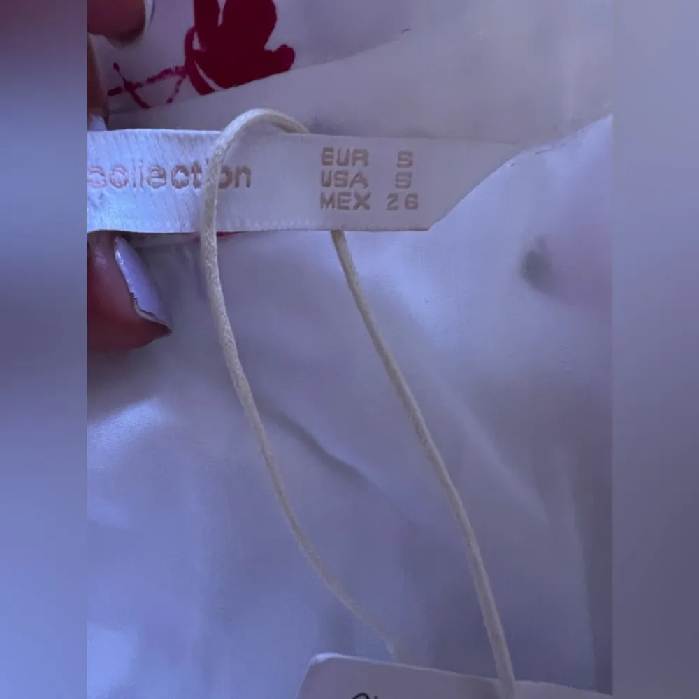 Zara Traffluc Collection S Blouse Swing Top White Pink Flamingos Cotton Sweet - Image 8