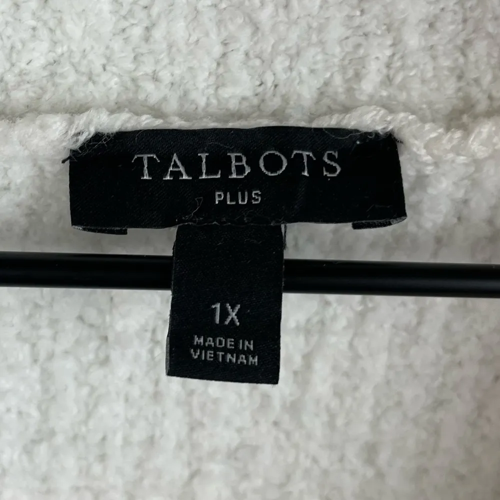 Talbots Bouclé Half-Zip Pullover Breton Stripe Plus Size 1X White Blue Red Soft - Image 6