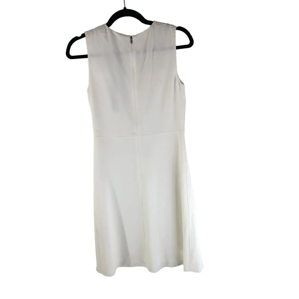 Elie Tahari Womens Bevin Dress Sheath Crochet Fresh Pearl White 0 - Image 3