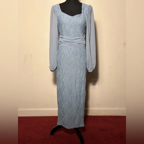 Sweetheart Neck Lantern Sleeve Split Back Bodycon Dress Dress - Image 2