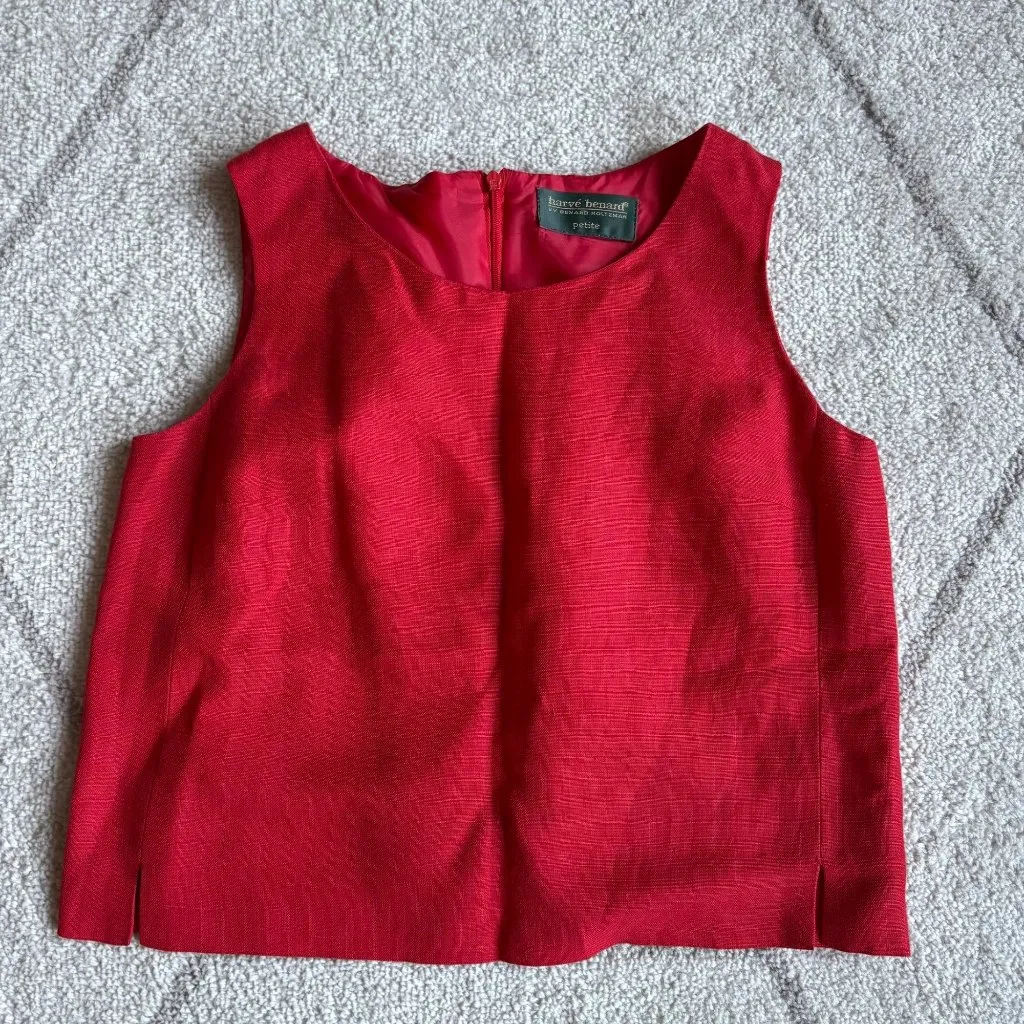 Vintage Red Structured Sleeveless Top Petite Classic 90s Minimalist Style - Image 5
