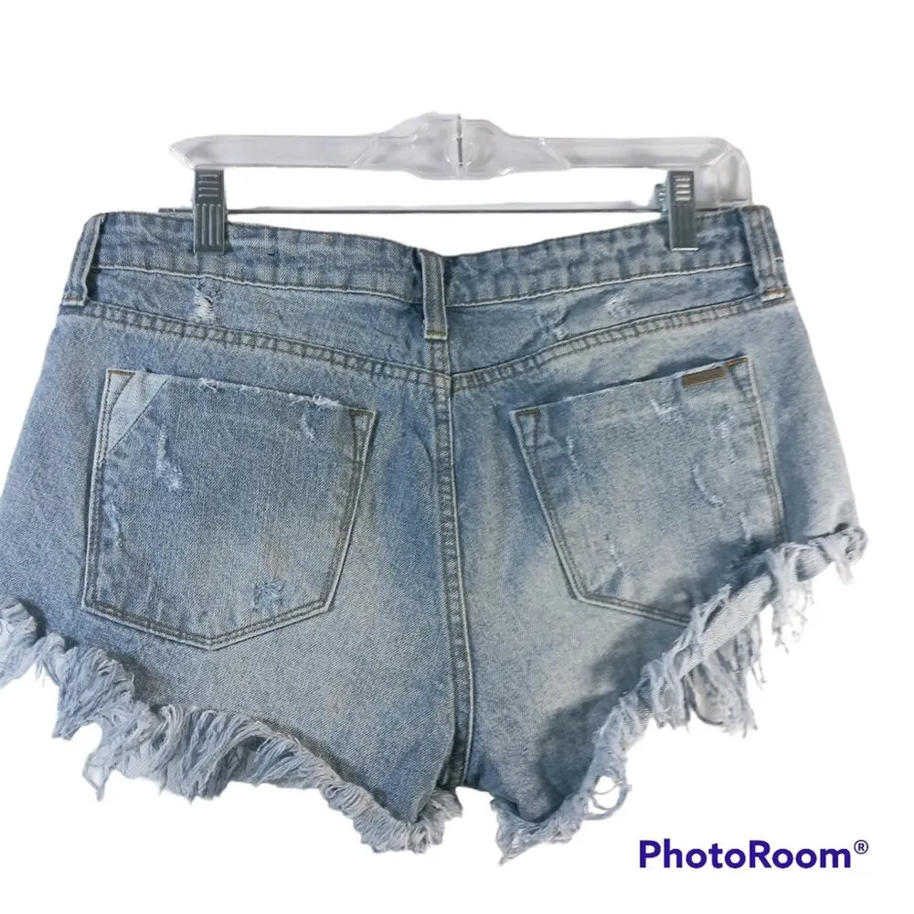STS Blue Cheeky Frayed Hem Denim Shorts Festival Concert Size 29 - Image 2