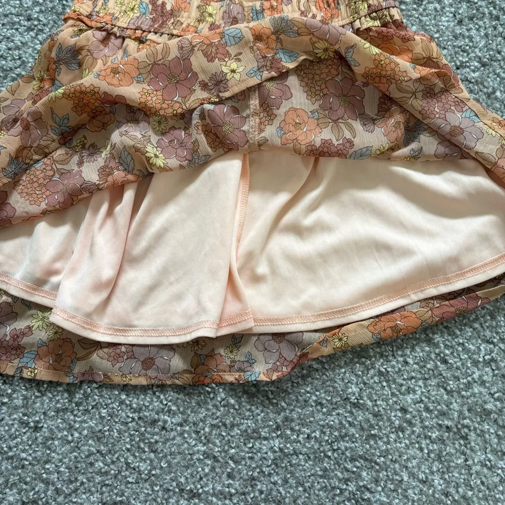 Sadie & Sage Orange Floral Dainty Mini Skirt - Image 3