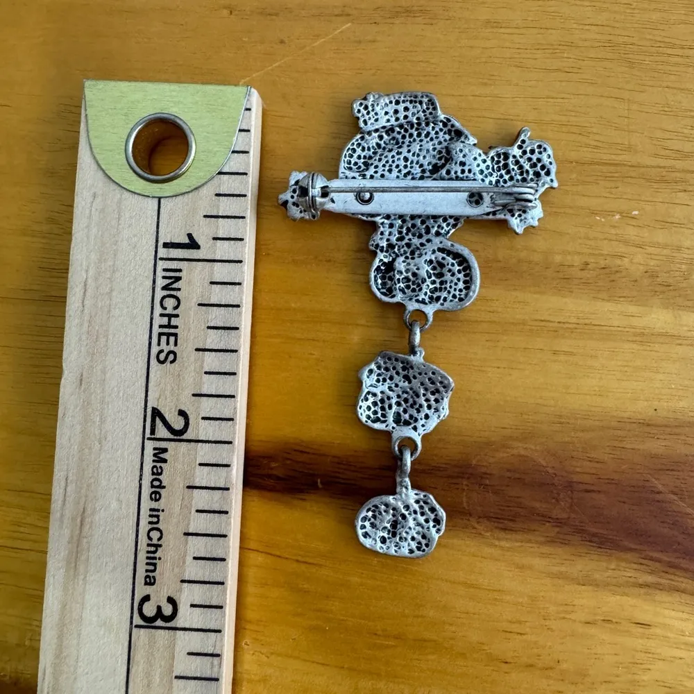 Vintage scarecrow pumpkin dangle brooch pin Silver - Image 3