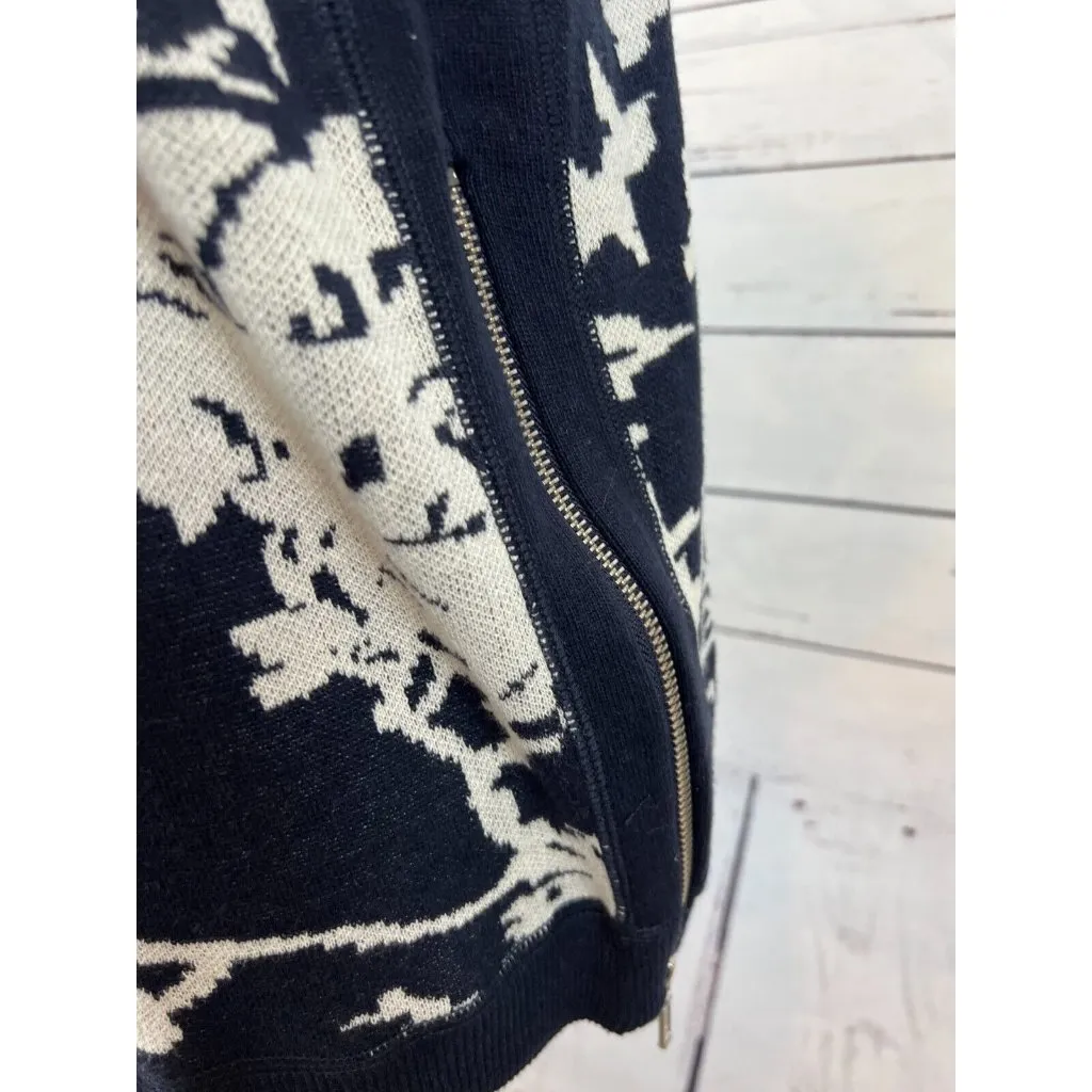 NWT Joan Vass Floral‎ Sweater Pullover Zippers Sweatshirt Size 1 Medium Womens - Image 4