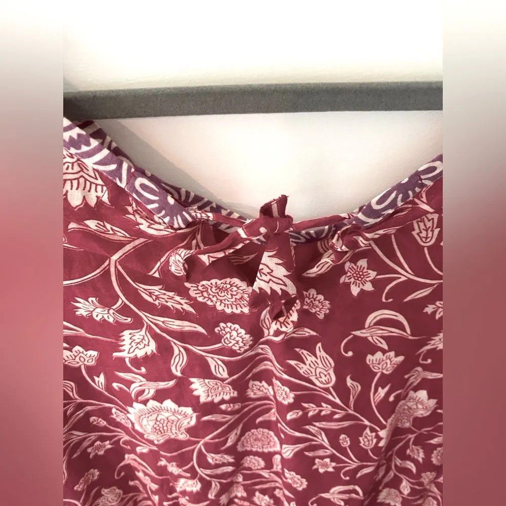 WORLD MARKET Divya Boho Blouse Top Size S/M Red Floral Beachy 70s Retro Festival - Image 5