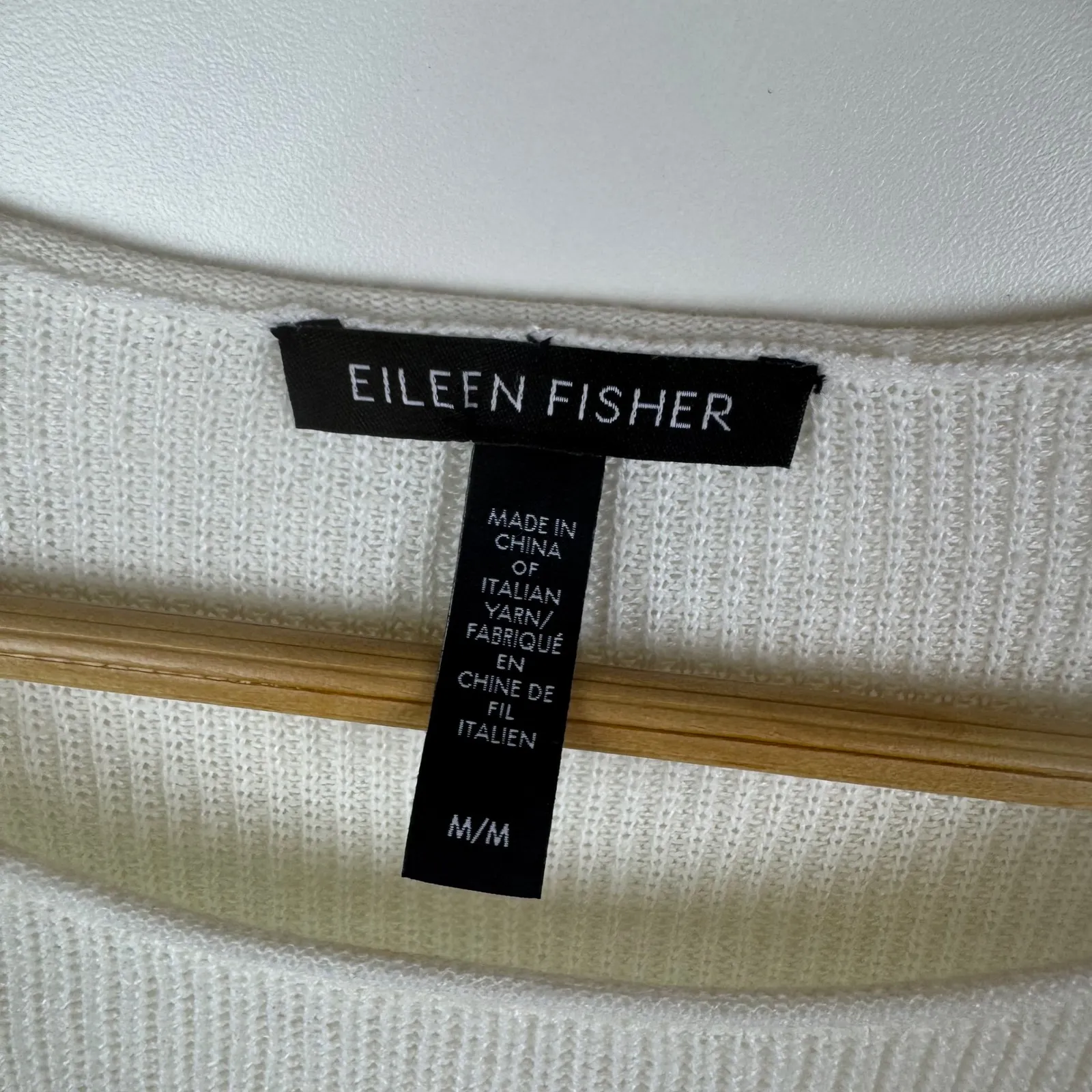 Eileen Fisher Organic Linen Cotton Blend Sweater Medium Cream Minimalist Ethical - Image 5