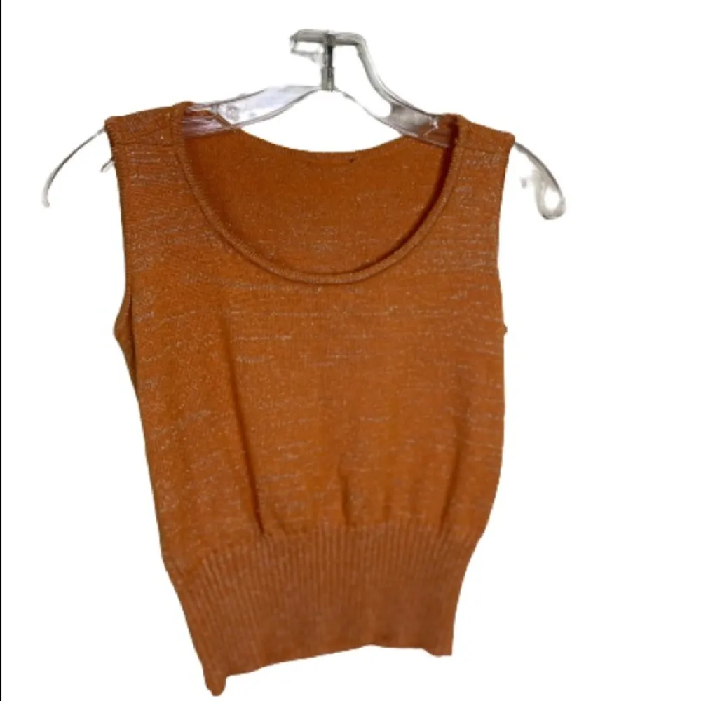 #7 Sleeveless Sparkle Knit Sweater Orange - Image 5