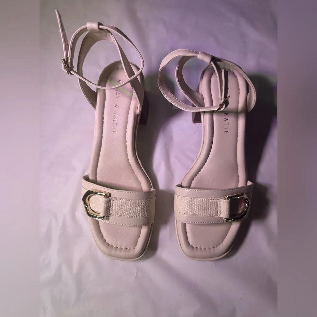 Kelly & Katie Cream Sandals with Gold Buckle - Image 4