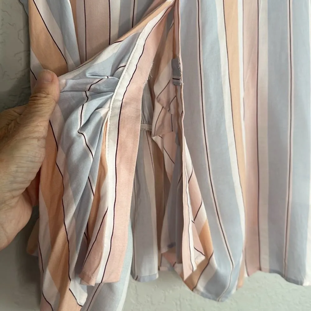 Free People Mackenzie Stripe Wrap Top XS Pastel Preppy Casual Vacation Viscose - Image 6