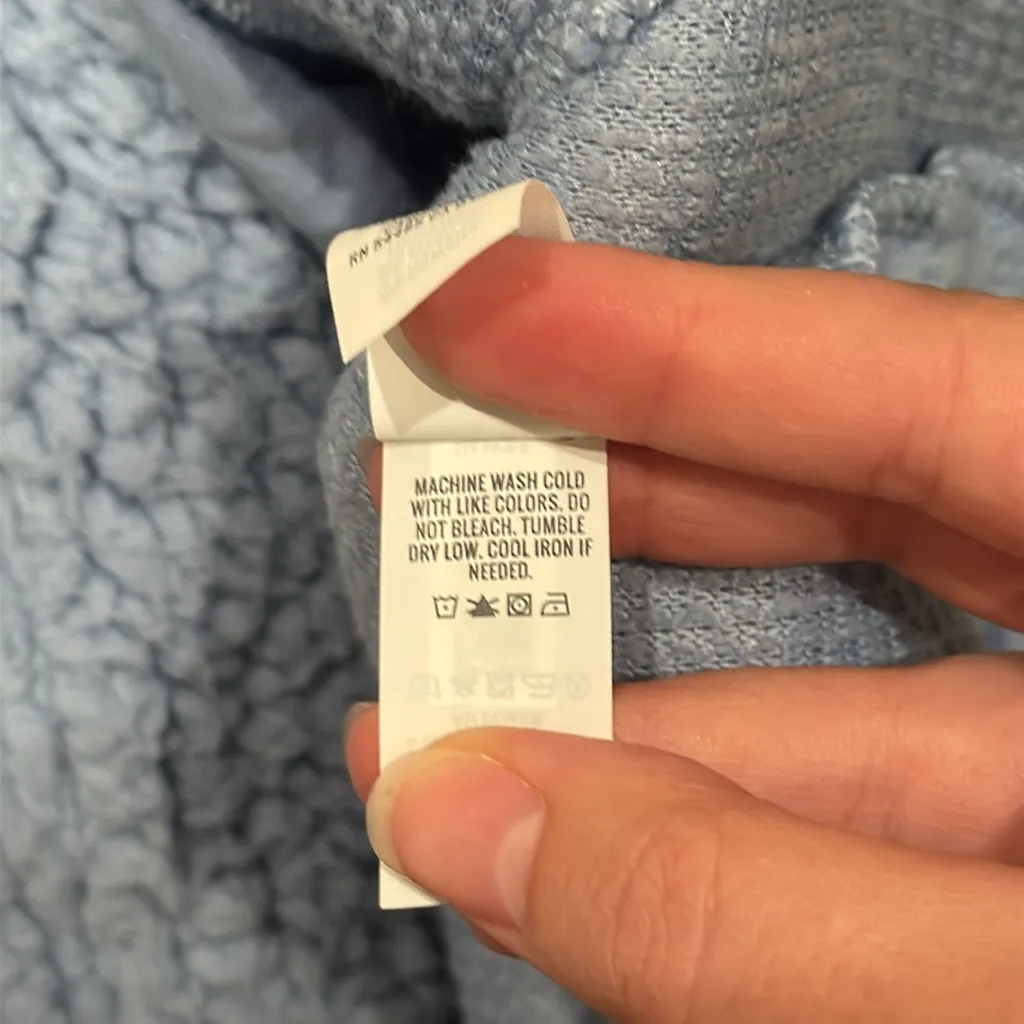 Aerie Dream Sherpa Quarter Zip Pullover Sweatshirt Oversized Steel Blue Hue sz S - Image 12