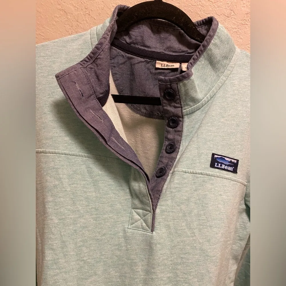 LL Bean Women’s Soft Cotton Rugby Pullover in Aqua. - Image 5