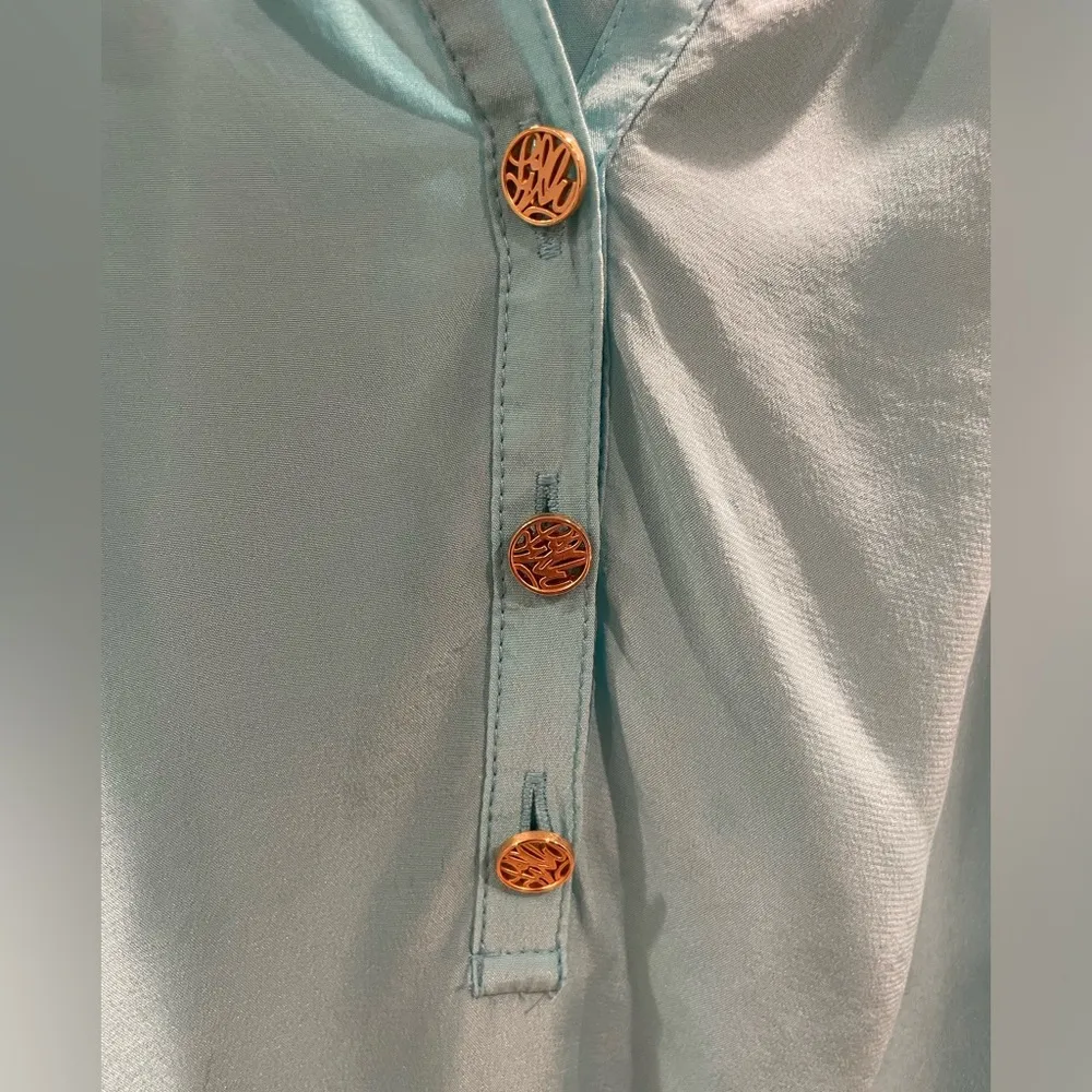 Lilly Pulitzer 100% Silk Elsa Poolside Blue Shirt - Image 9