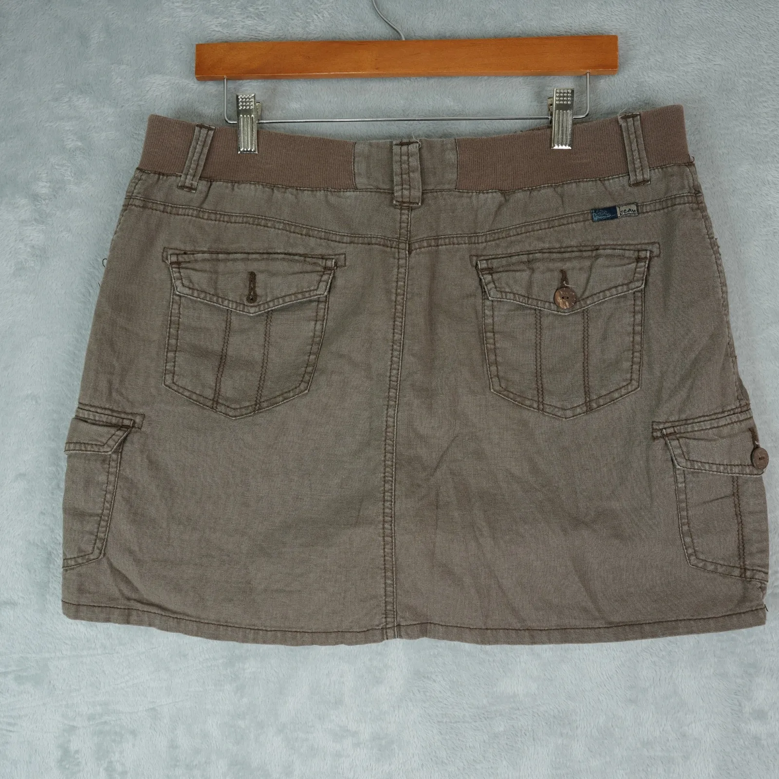 Beau Dawson Skort Skirt Womens 12 Brown Linen Blend Cargo Y2K - Image 2