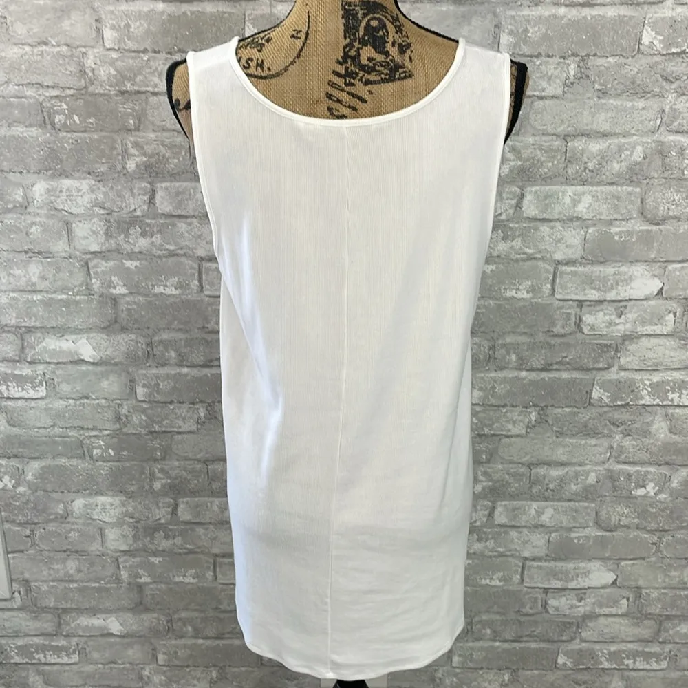 Soft Surroundings White Pima Cotton Ribbed Tank Top - Image 3
