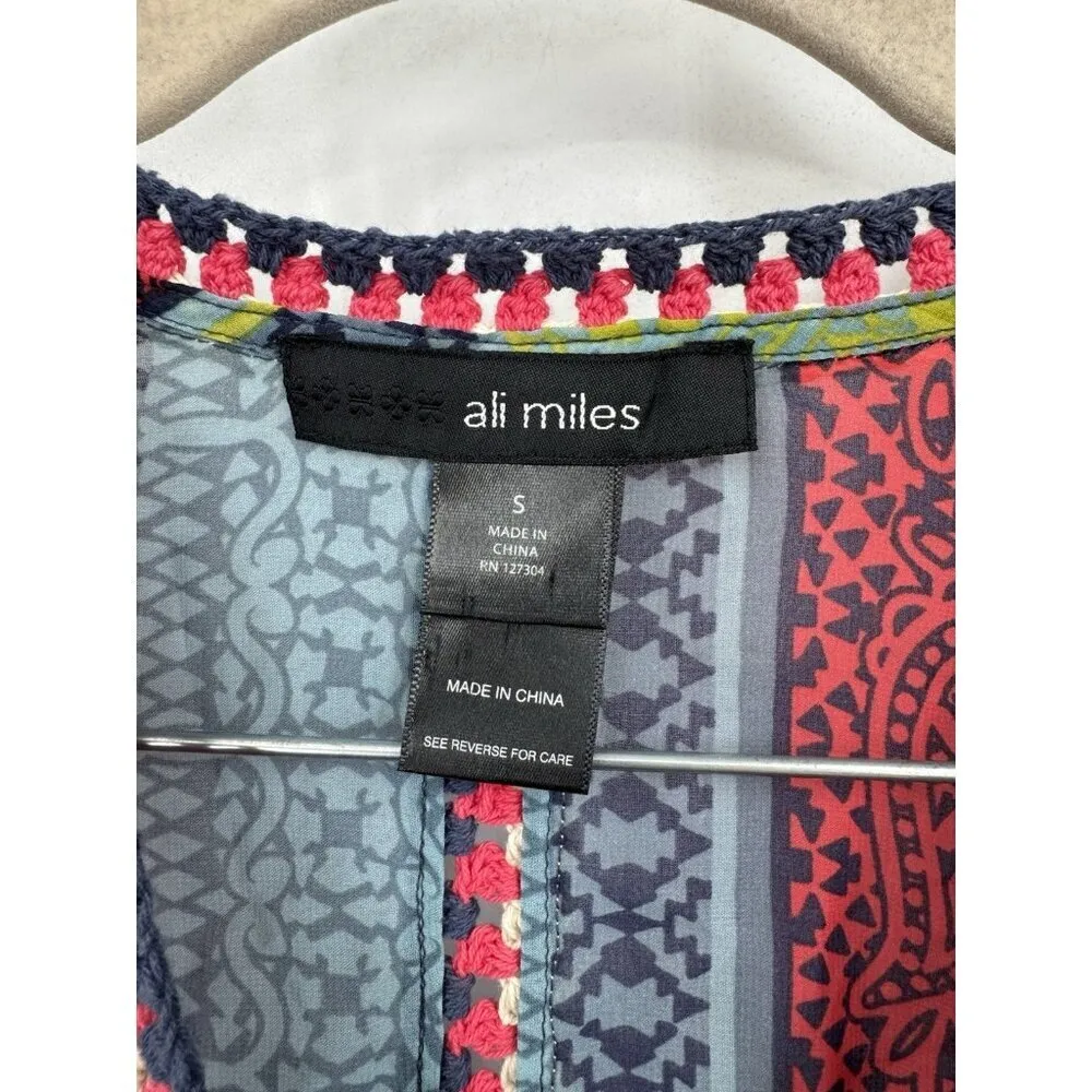 Ali Miles Embroidered Sheer Blouse Women Small Retro Artsy Lightweight‎ - Image 4