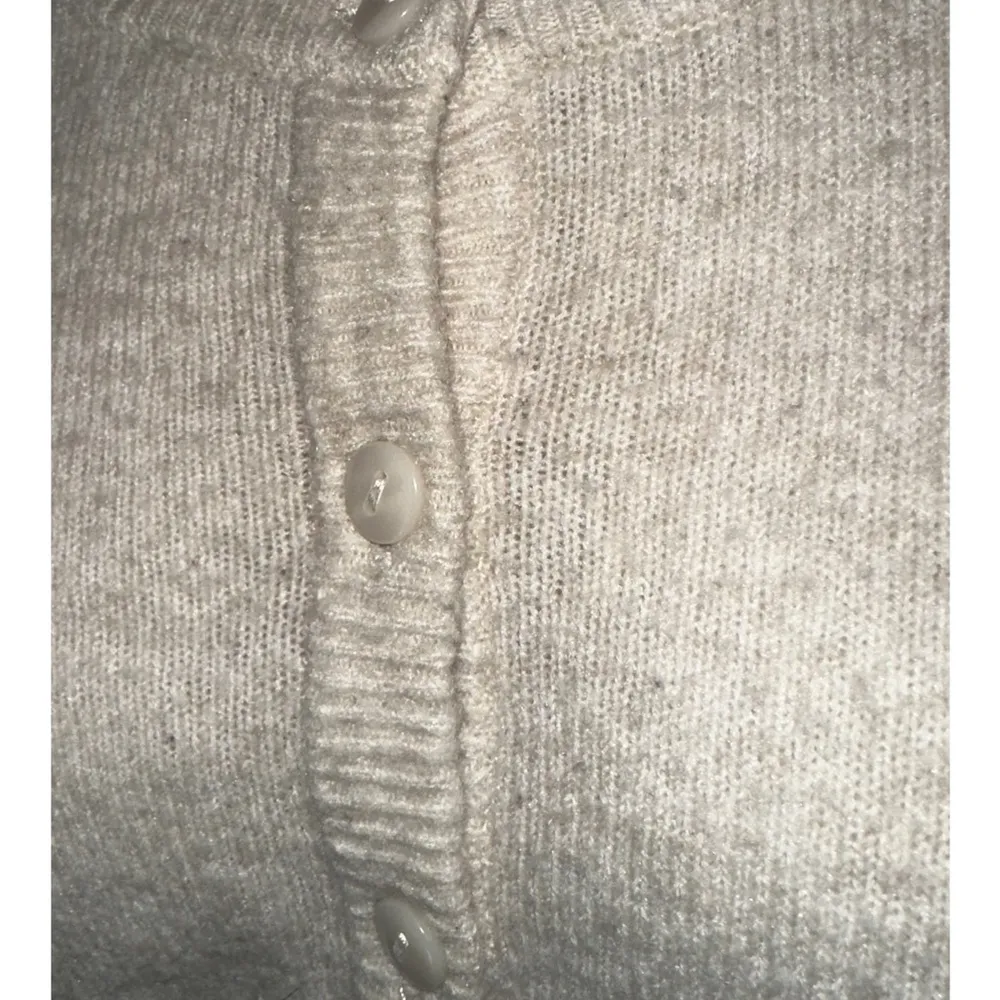 Alpaca Blend Wool Cropped Cardigan Ivory Women’s Size XS - Image 2