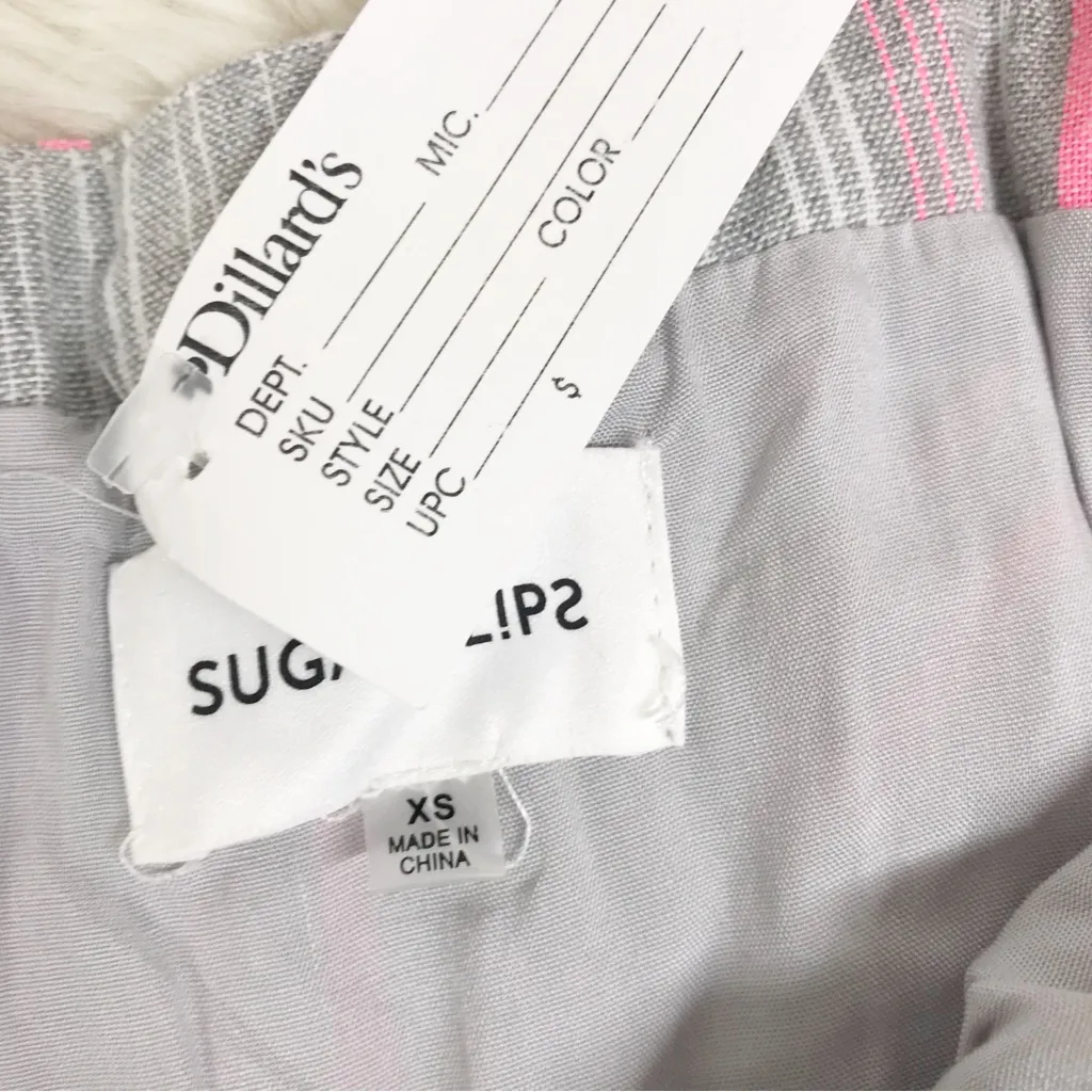 SUGARLIPS Gray Pink Stripe Wide‎ Leg Cropped Cotton Jumpsuit Size XS New - Image 4