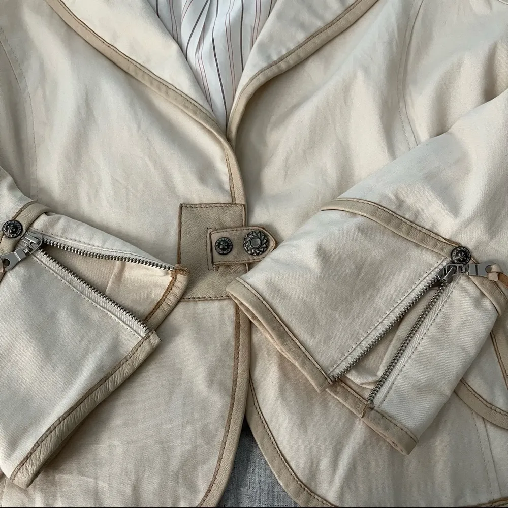 My Tribe Ivory Jacket with Leather Trim - Image 8