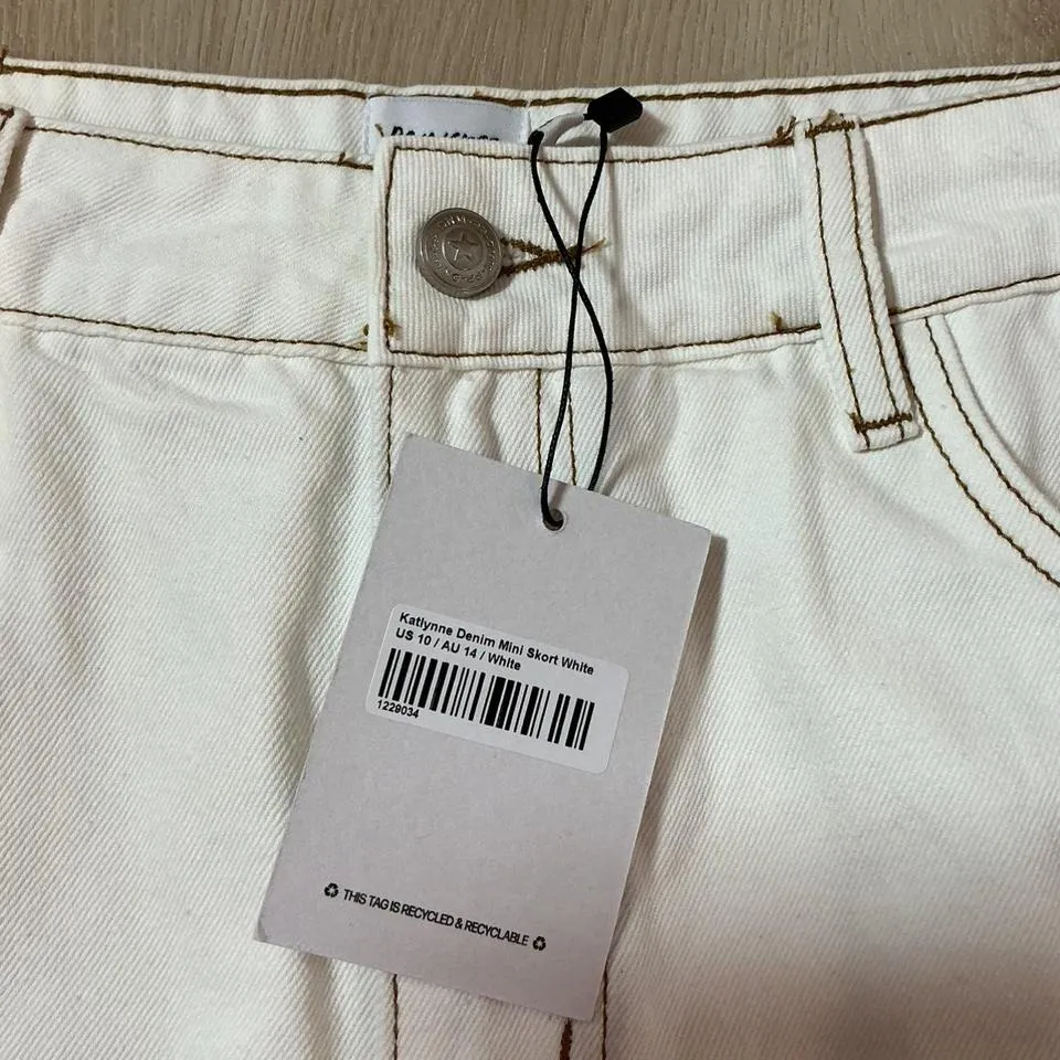 NWT Princess Polly Katlynne Denim Mini Skirt Skort White Size US 10 - Image 3