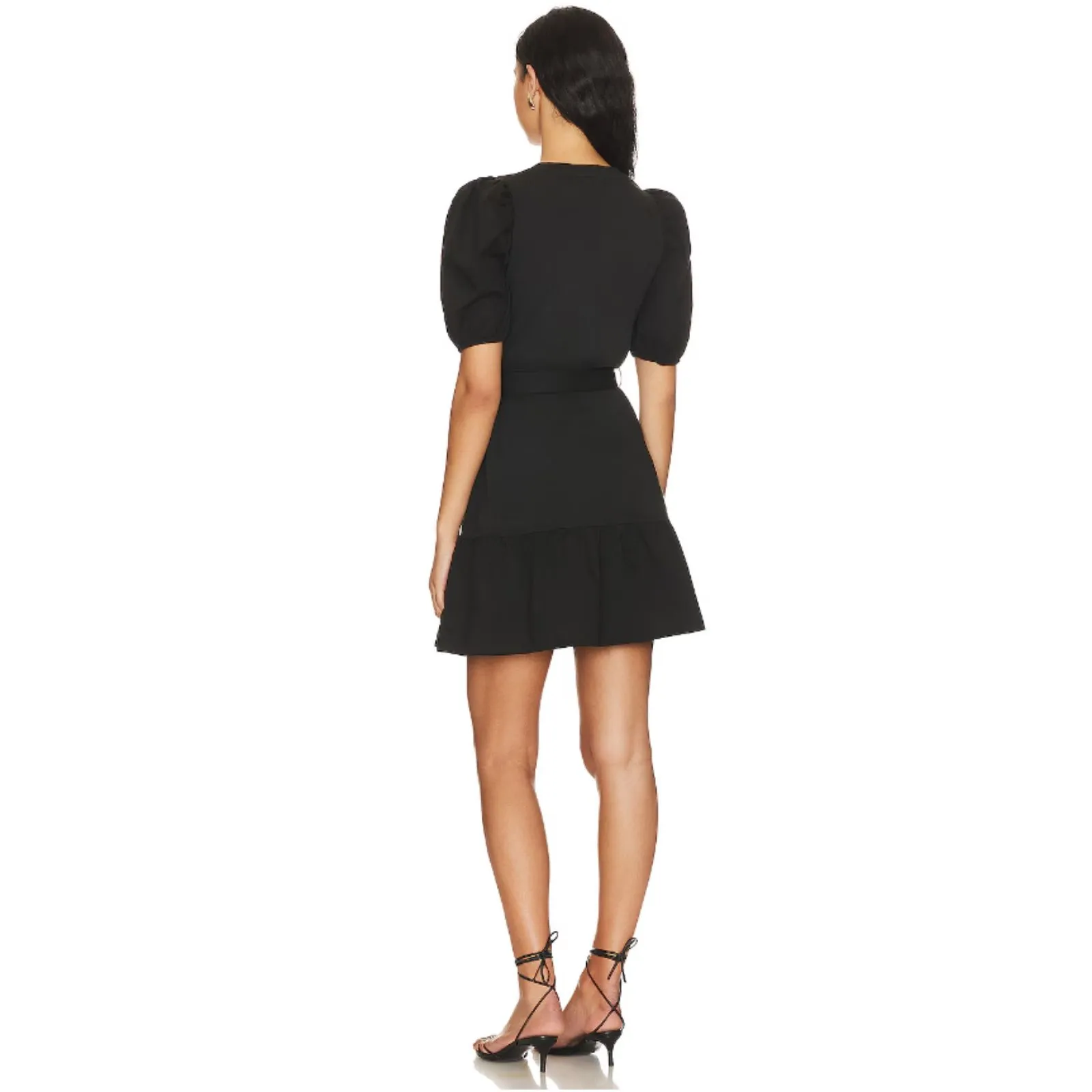 Nation Revolve Evangeline Black Puff Sleeve Cinched Waist Flirty Jersey Dress M Size M - Image 11