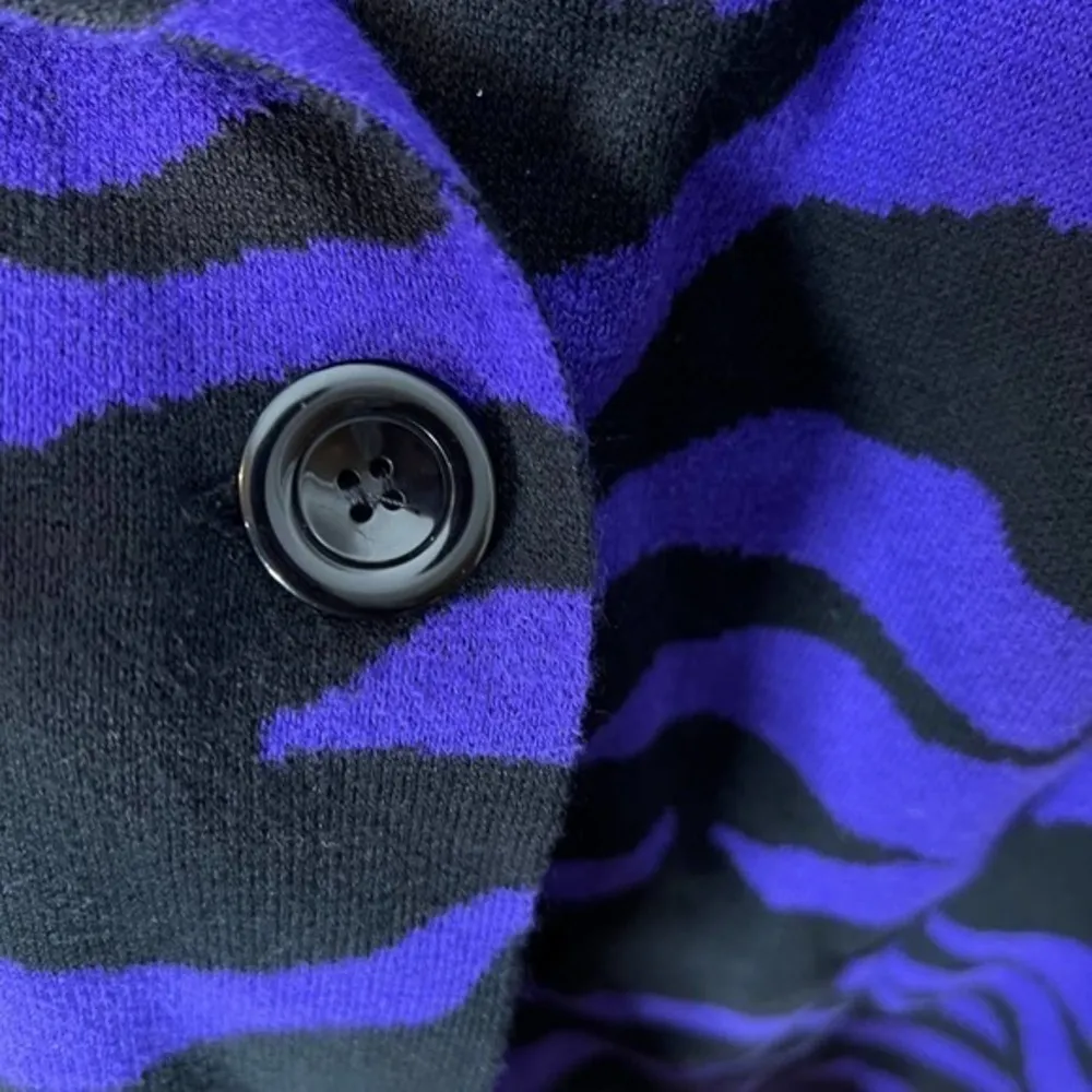 Eloquii purple & black open front thick one button cardigan thick sweater 3X - Image 7