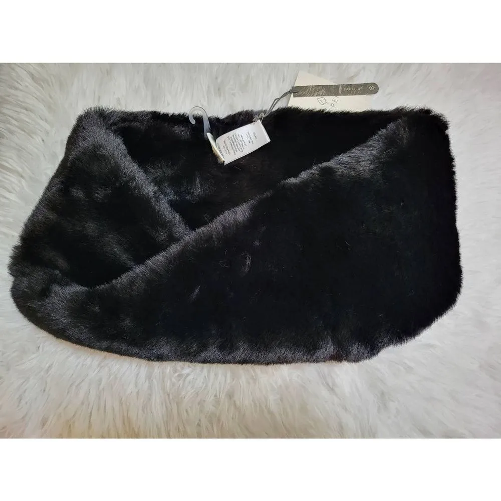 Aspen Black Plush Faux Fur Snood Scarf New - Image 2