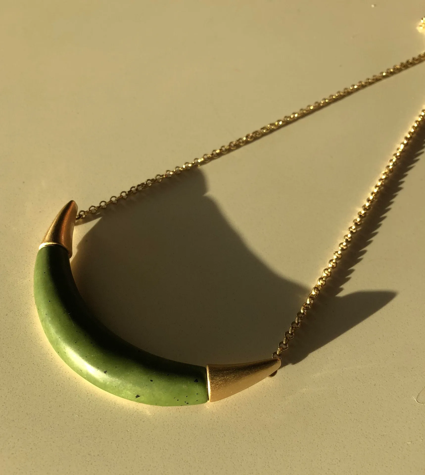 Jasper And Brass Crescent Necklace - Image 4
