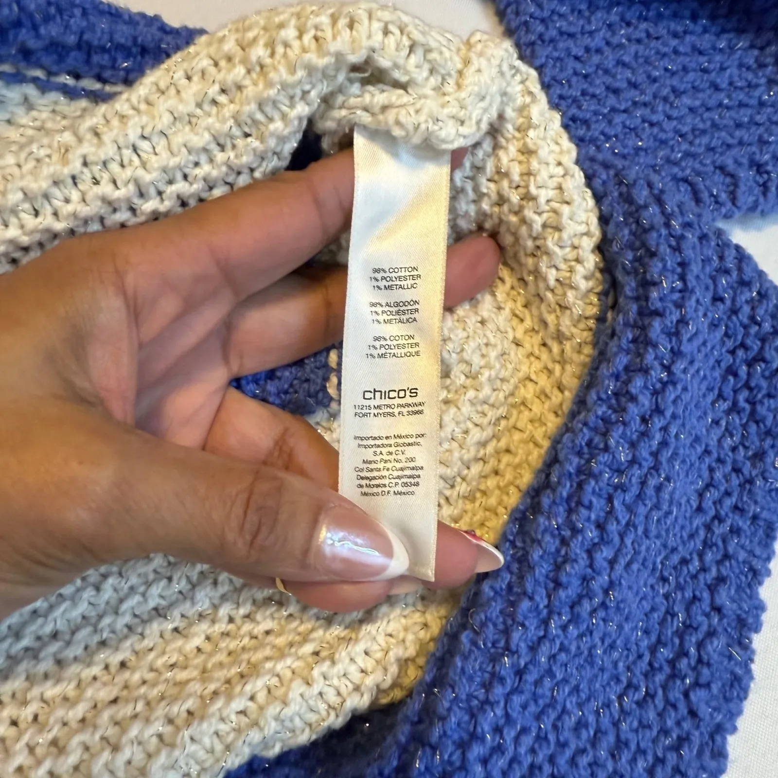 Chicos Horizontal Harley Stripe Sweater NWT Pullover Metallic Knit S $89 New‎ # - Image 7