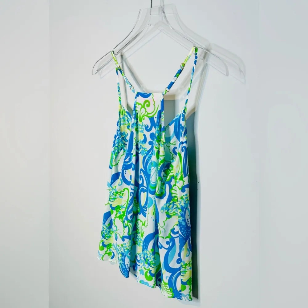 Lilly Pulitzer Crystal Coast Silk Dusk Racerback Tank Top Shirt Blouse Size XS - Image 8