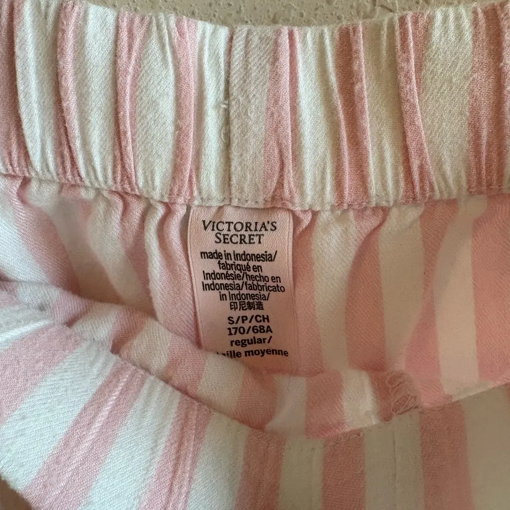 Victorias Secret Pink / White Striped Pajama Set Size Small - Image 5