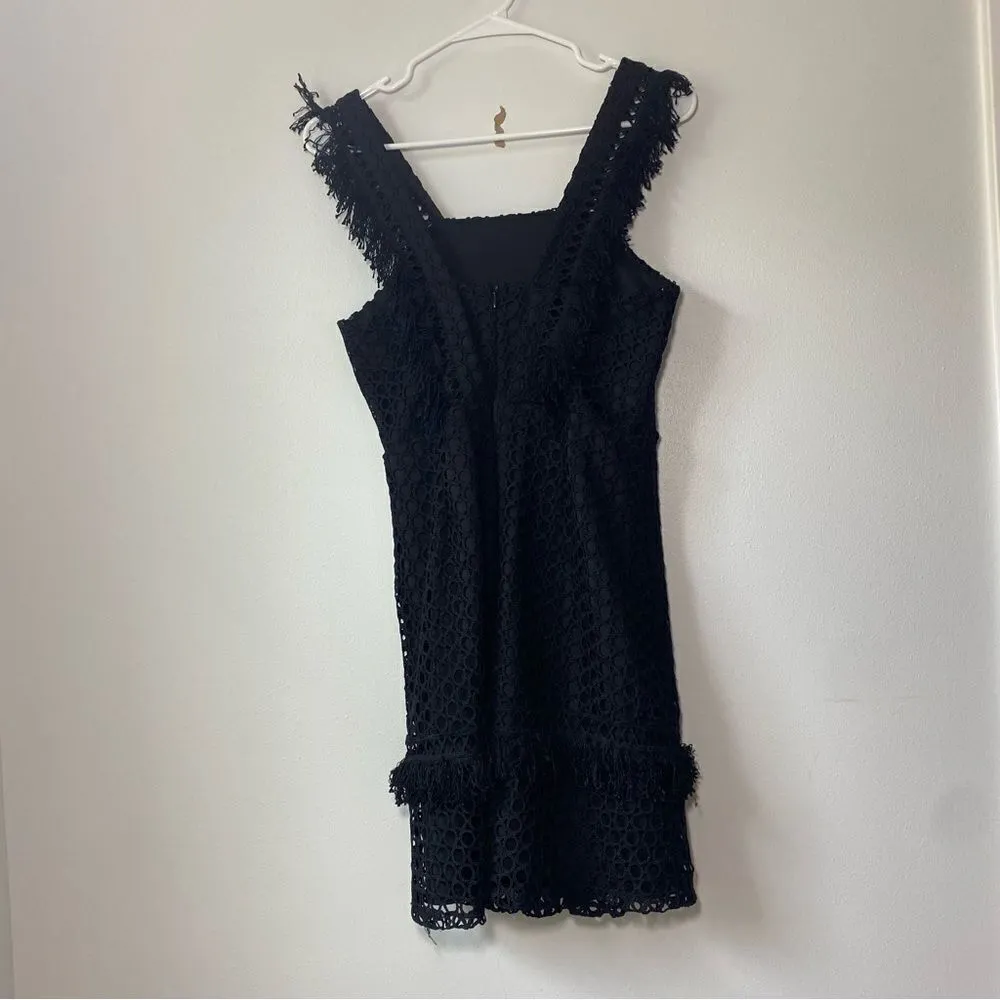 Shilla Black Lace Fringe Mini Dress - Image 2