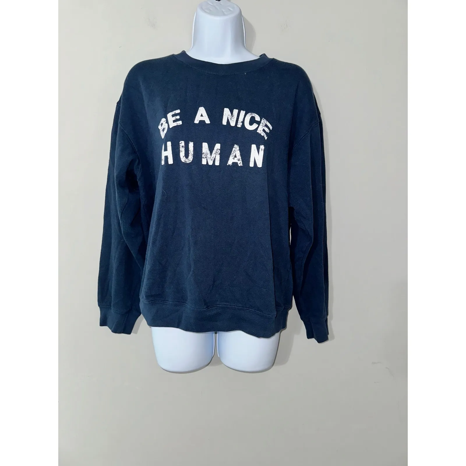 Suburban Riot Be a Nice Human Sweatshirt Crew Neck Top Women's Medium Blue - Image 2