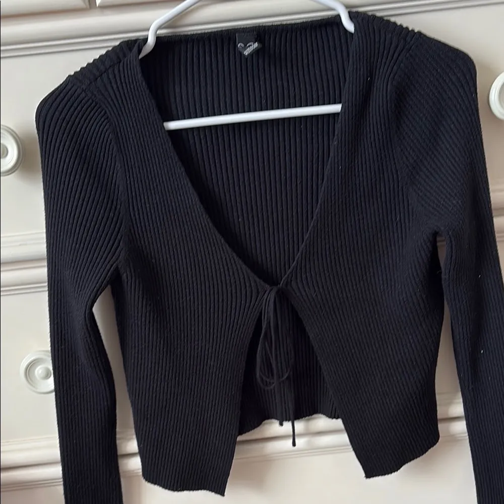 Black Ribbed Knit Top - Image 4