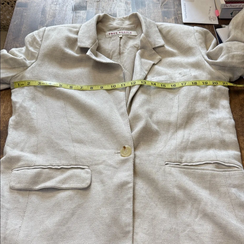 FREE PEOPLE Mari Solid Linen Blend Cream Blazer Size Small - Image 12