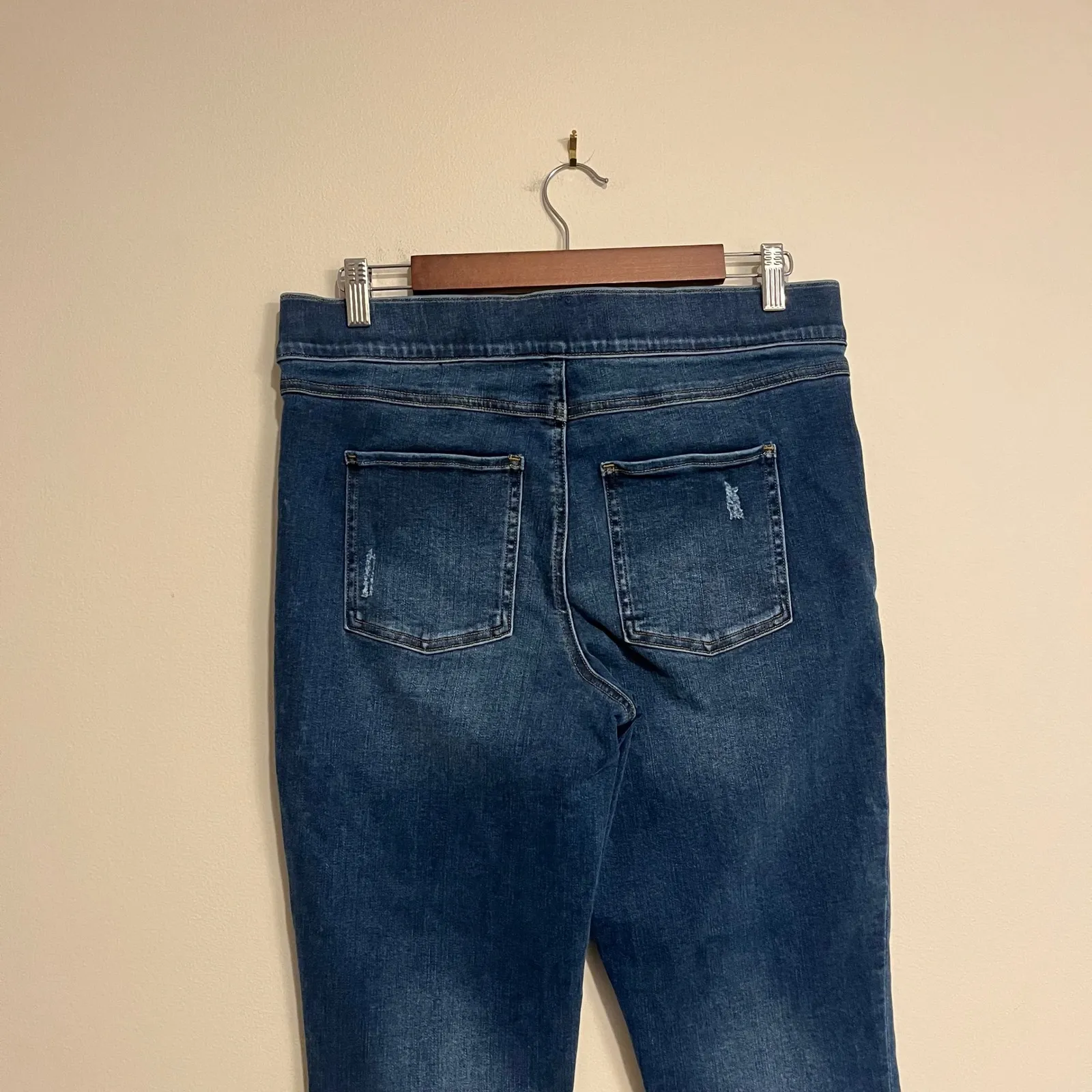 Spanx Jeans Distressed Skinny Jean Denim Raw Hem Stretch High Rise Size XL - Image 4