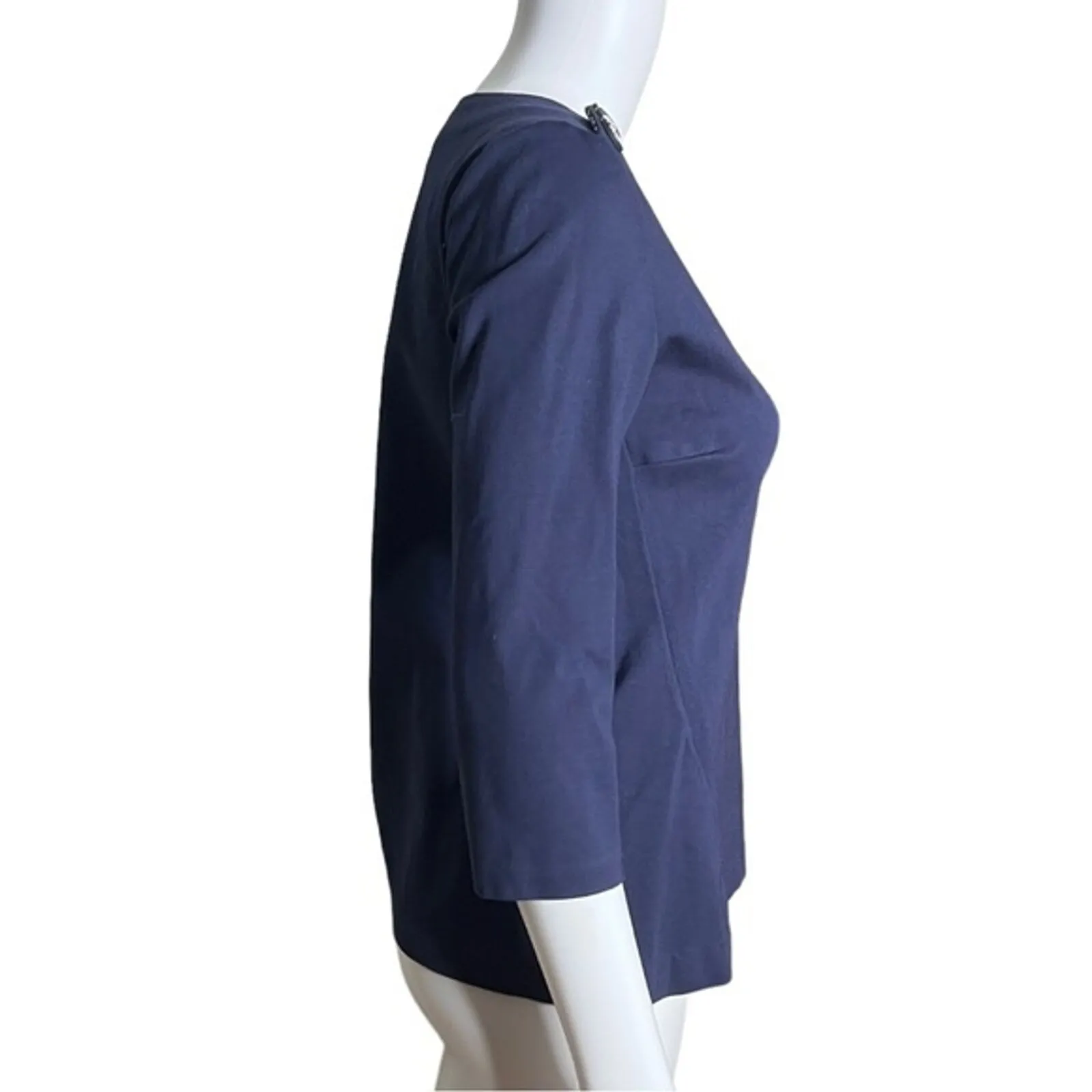 Boden Shirt Womens 4‎ Navy Blue Anchor Button Evie Ponte Top Preppy Nautical - Image 2