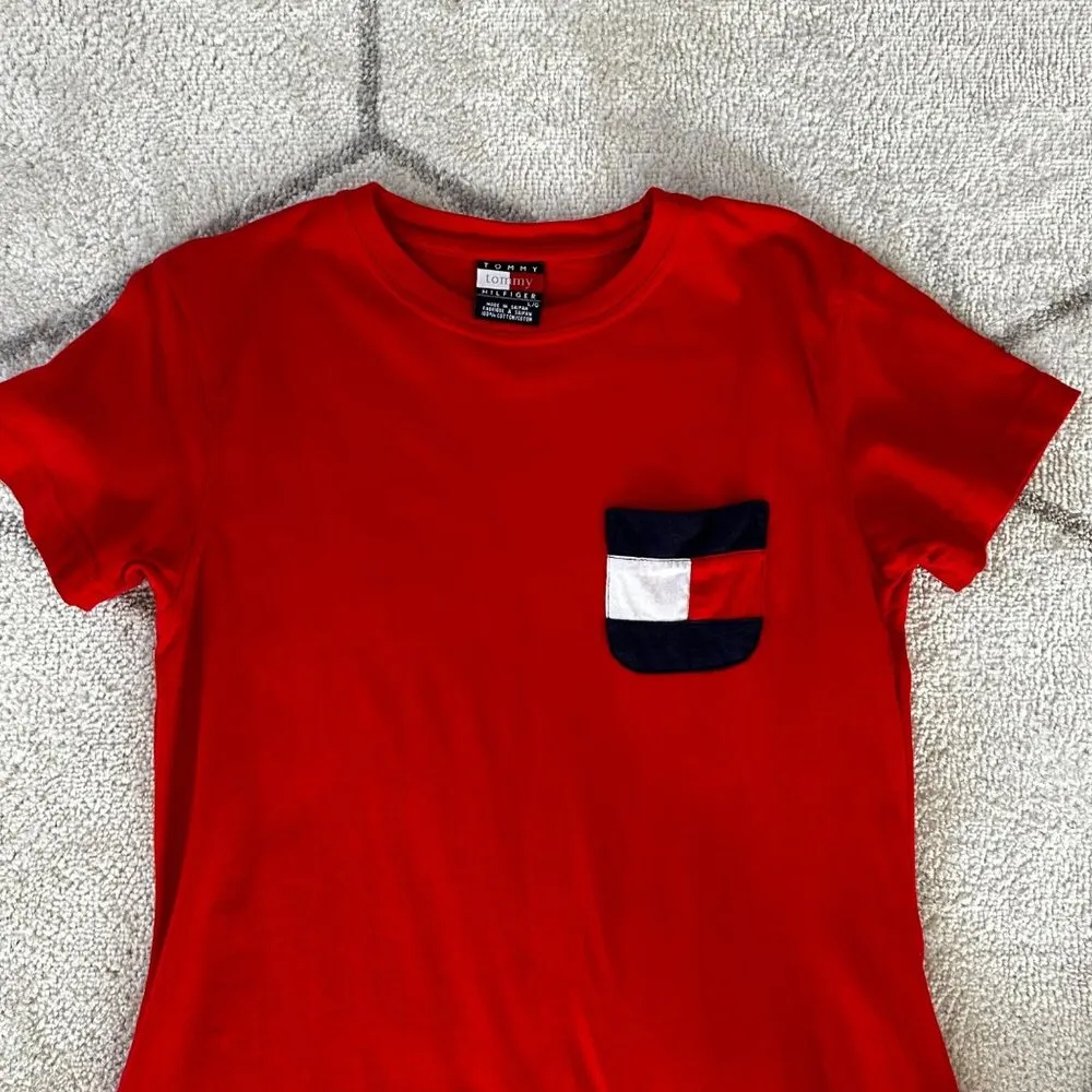 Vintage 90s Tommy Hilfiger Short Sleeve Tee Shirt Dress Sz Lrg - Image 2