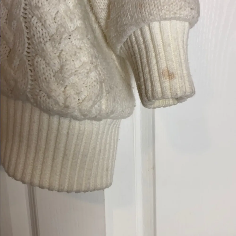 VINTAGE THICK CREAM KNIT ZIP UP JACKET CARDIGAN SCARF OVERSIZED White Size L - Image 8