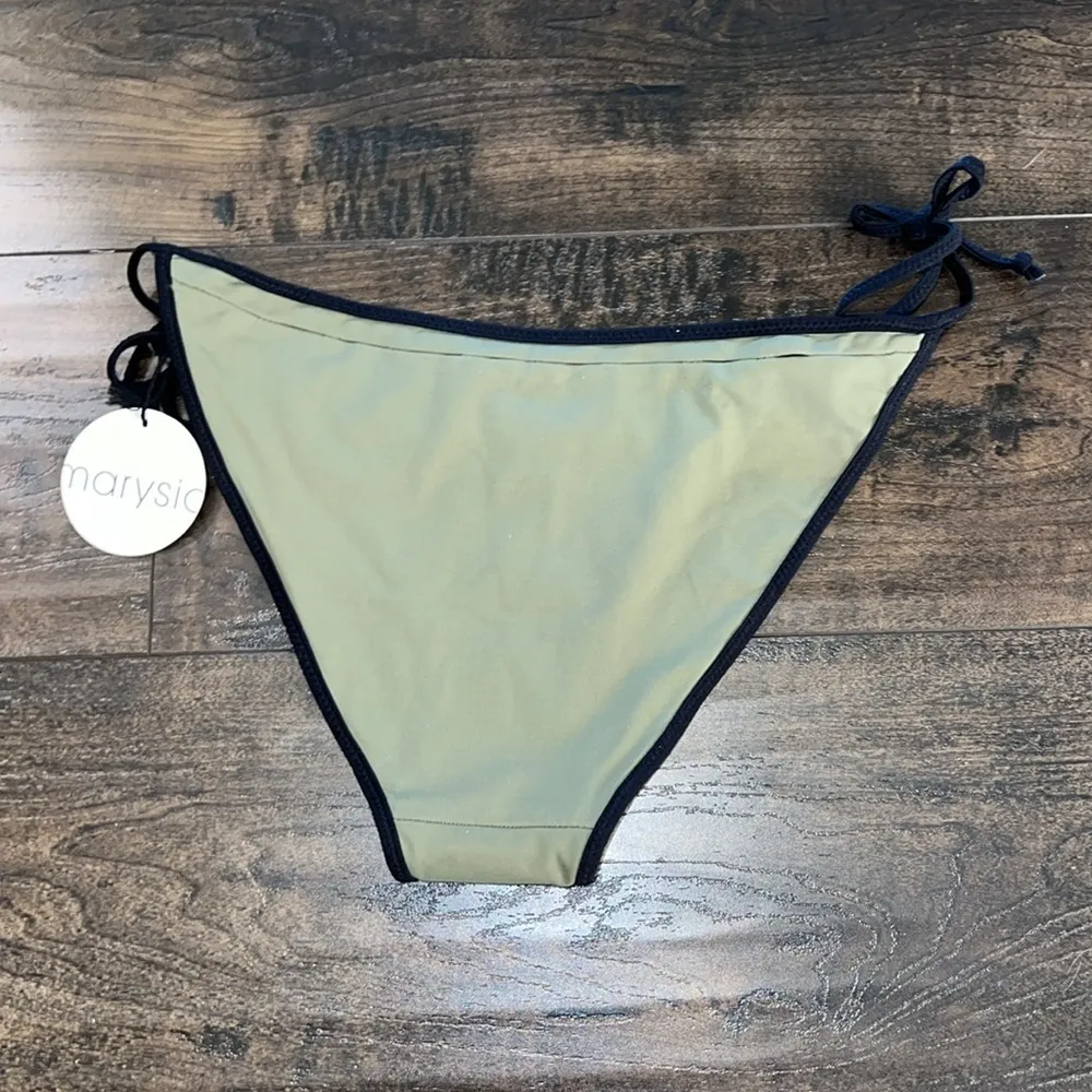 NWT Marysia Swim Contrast Trim Side Tie Bikini Bottoms Green Size M - Image 2