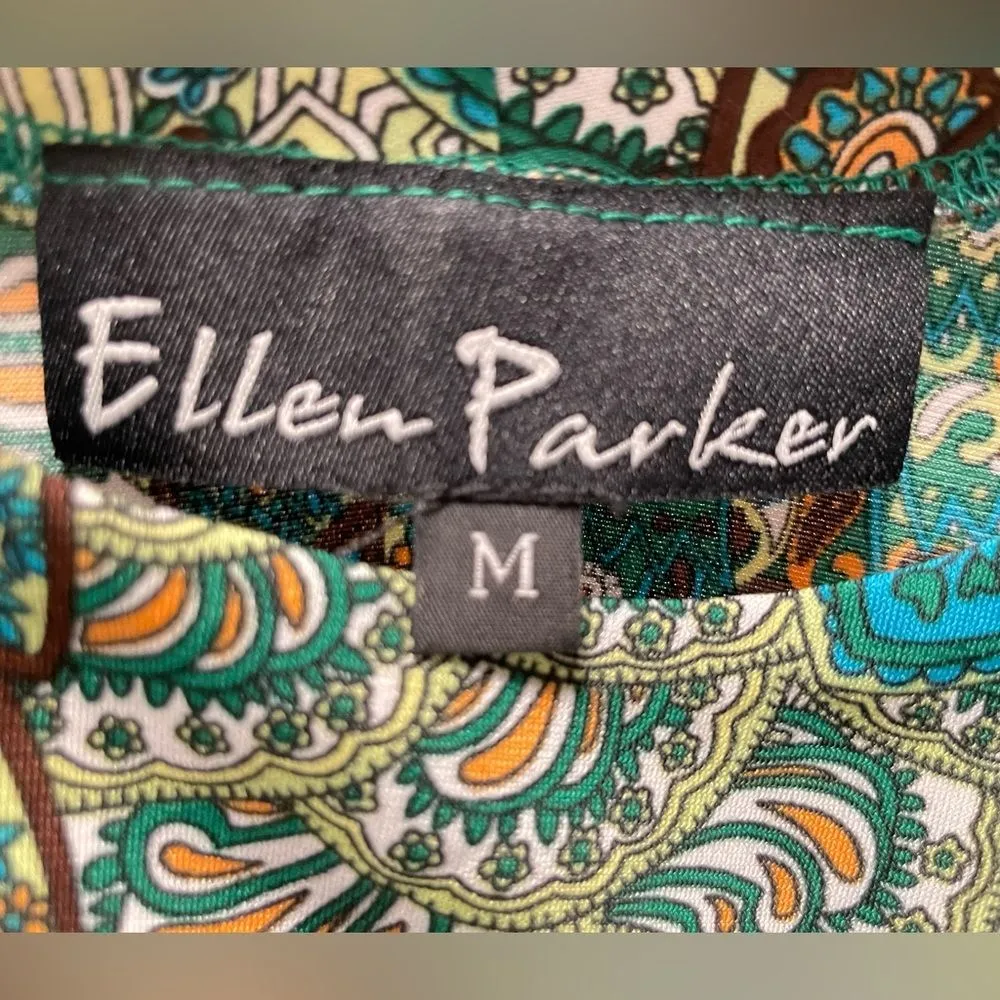 Ellen Parker Peacock & Paisley Pull On Scoop Neck Maxi Dress Green Brown Medium - Image 5